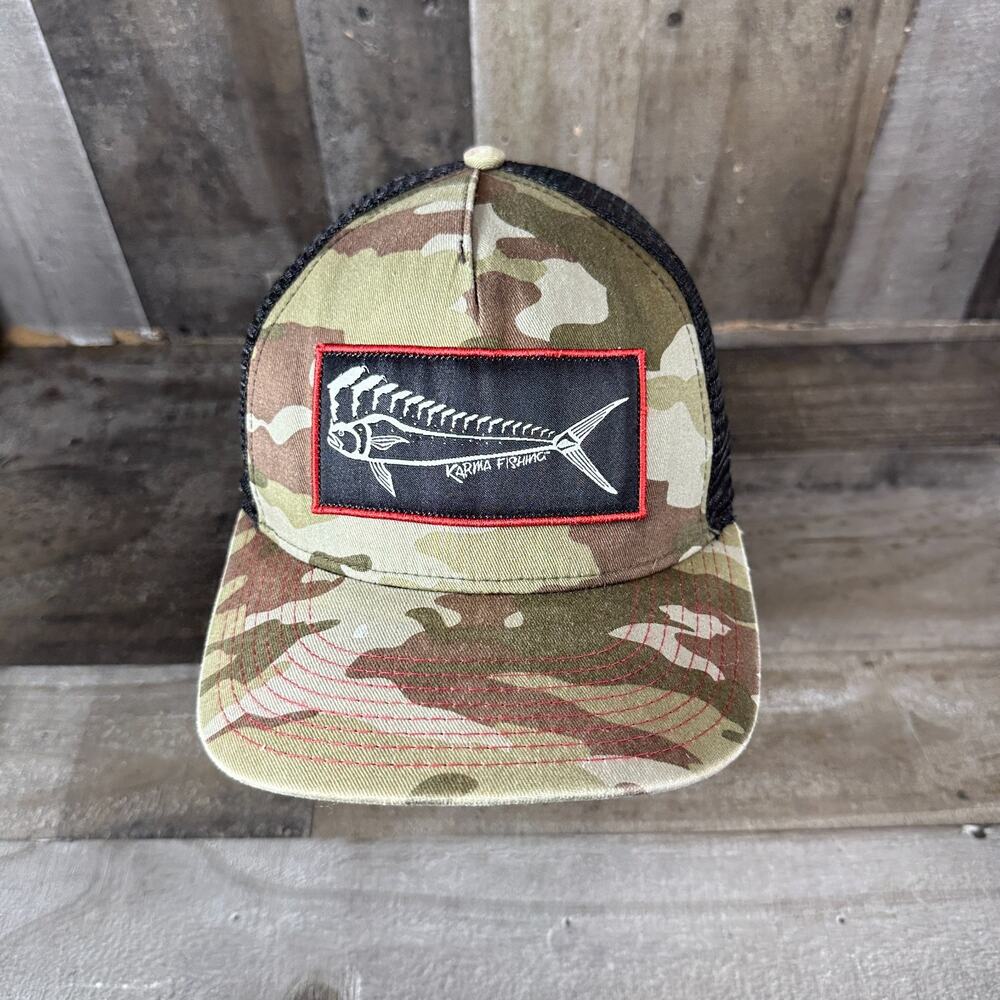 Florida Mahi Adjustable Baseball Cap Hat by Karma Fishing Camo Trucker Mesh